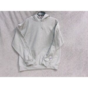 Champion Grey Mens Hoodie Sweatshirt Pullover Hooded Pocket Logo Size Large